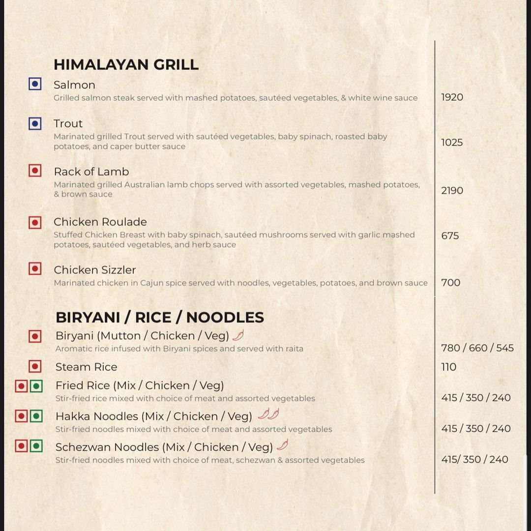 menu of bajeko sekuwa
