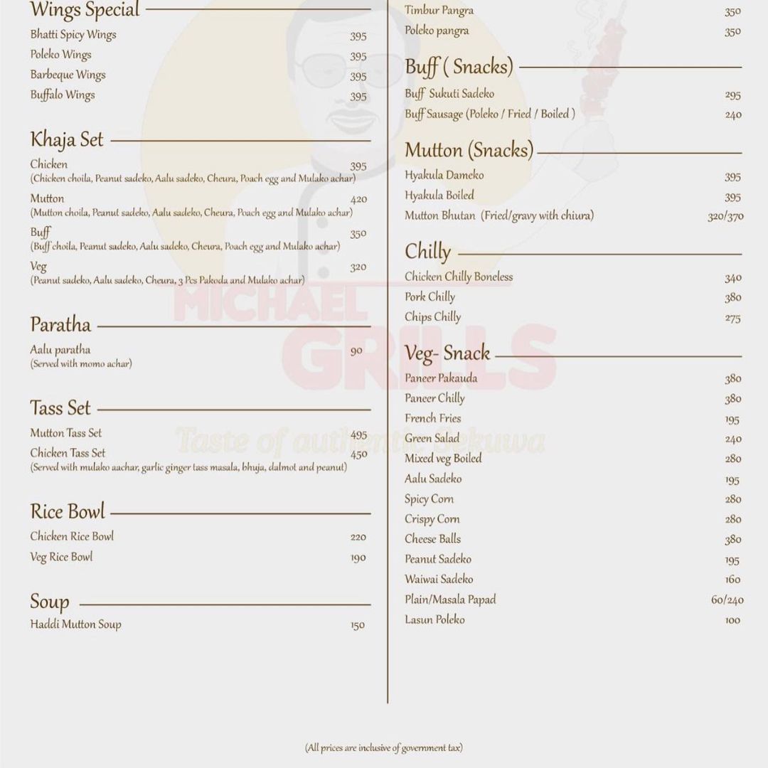 menu of michael grills