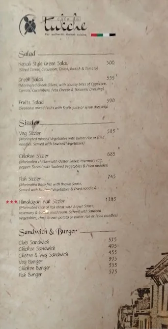 Cafe de tukche thakali menu