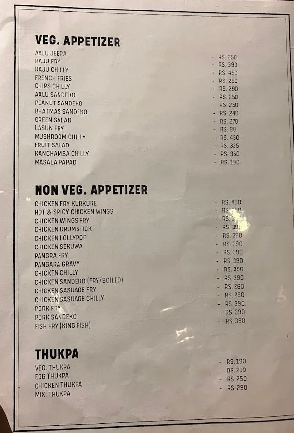 Local thakali gairidhara menu