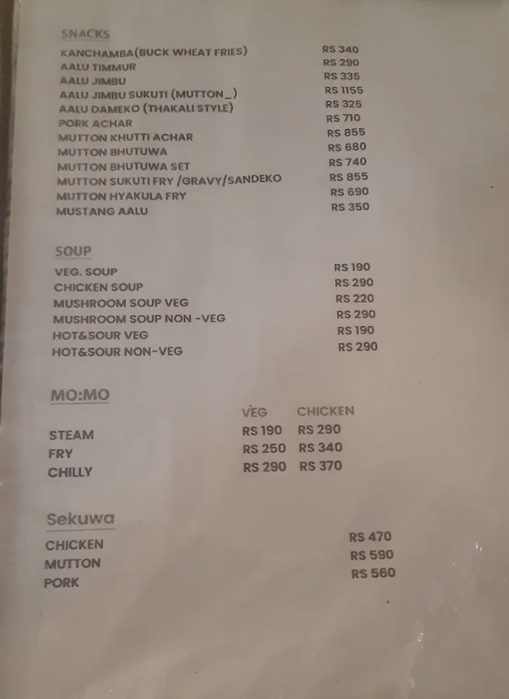 Local thakali menu