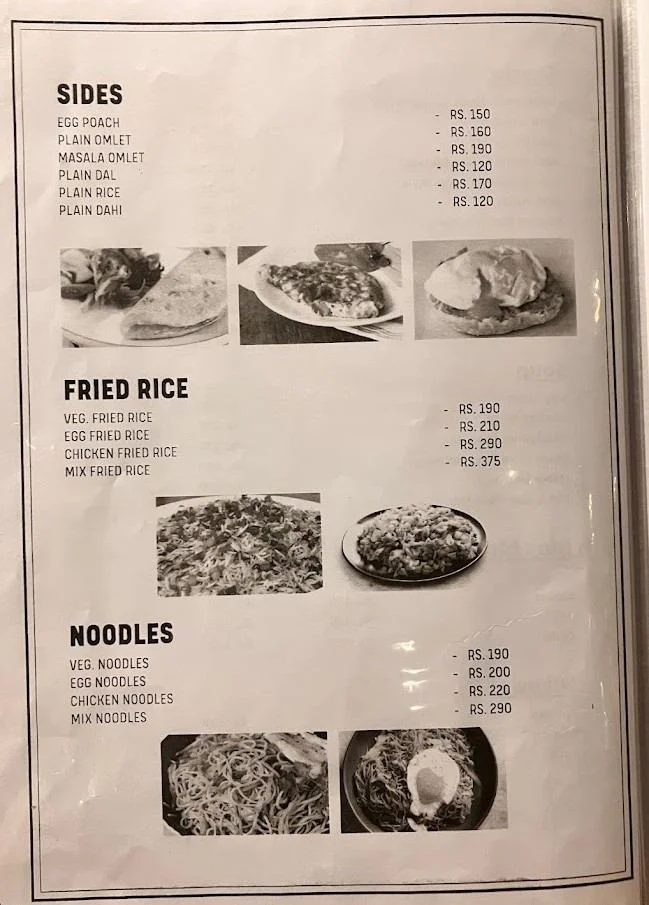Menu of local thakali resturant