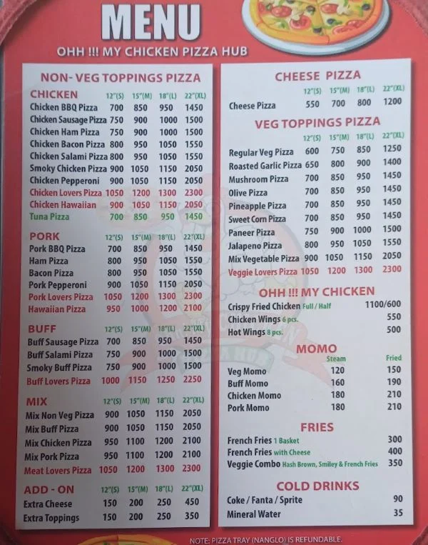 Ohh My Chicken Menu