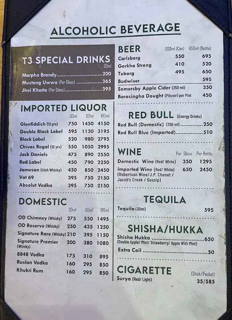 T3 thakali airport menu