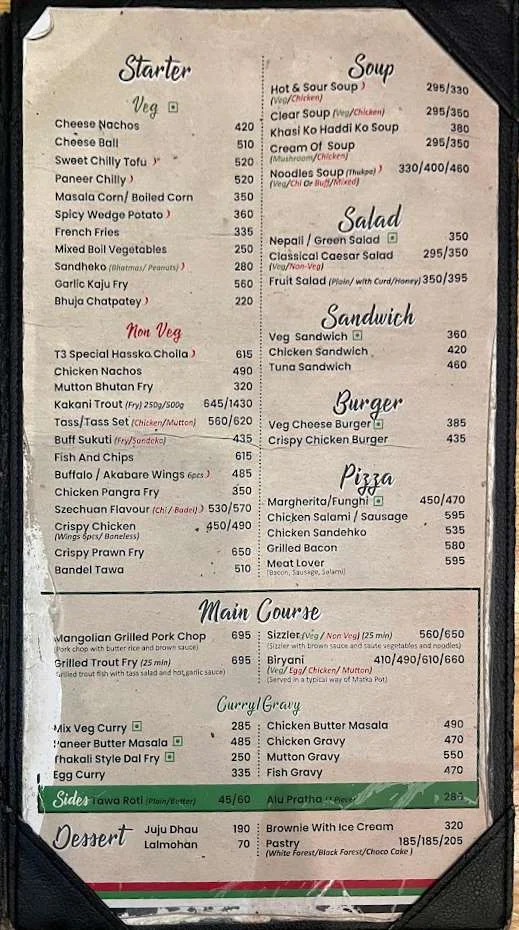 T3 thakali menu