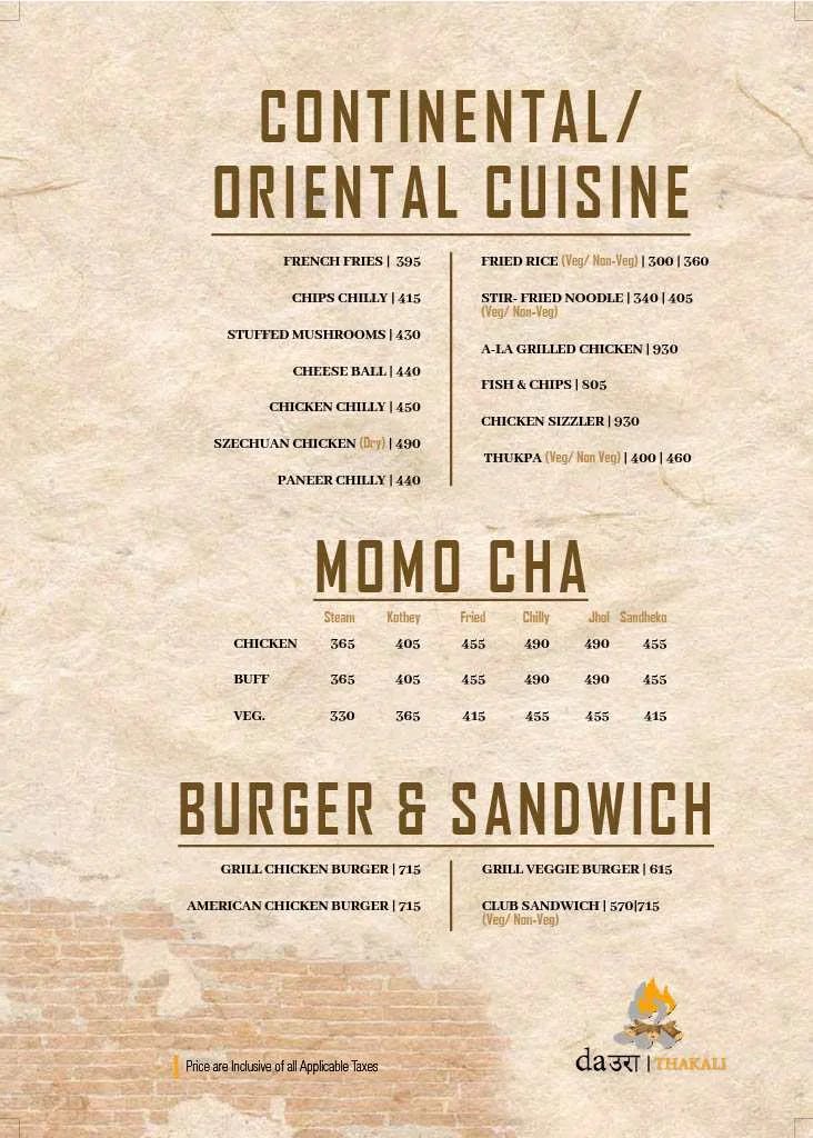 daura thakali food menu