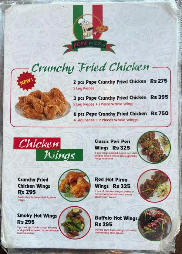 pepe pizza menu prices